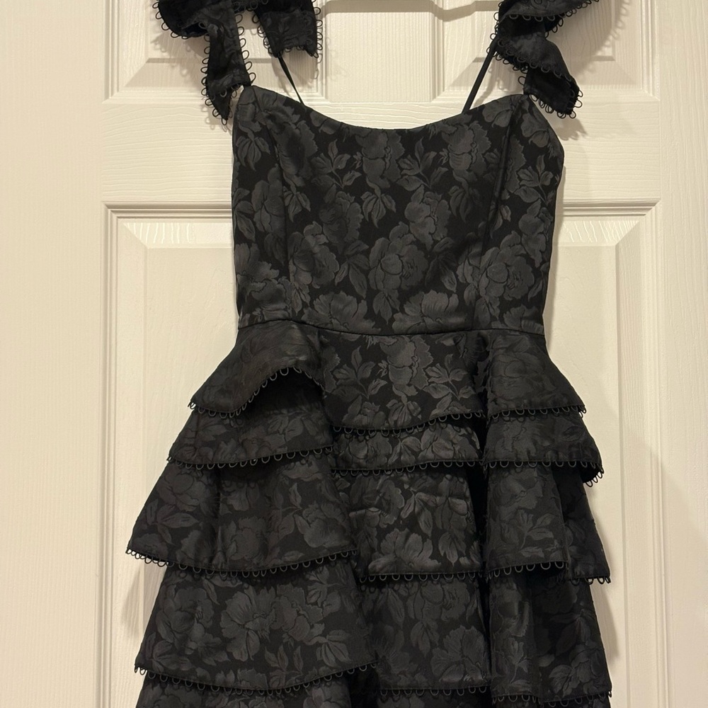 V. Chapman Black Spaghetti Strap A-line Mini Dress
